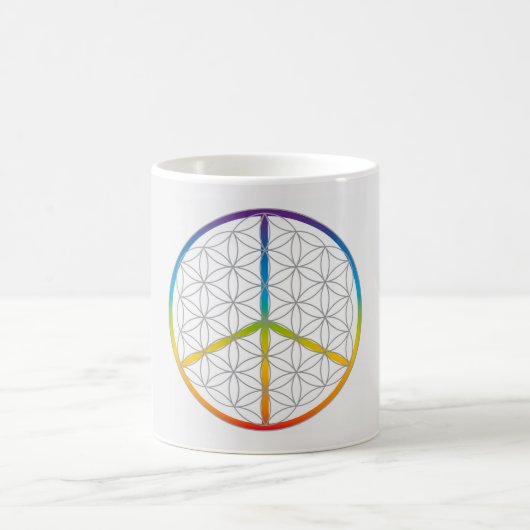 Bloem van het Leven Ontwerp Vrede + Liefdessymbool Koffiemok (Center)