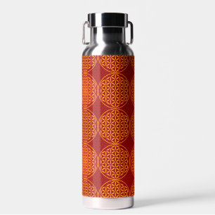 BLOEM VAN HET LEVEN - oranje rood patroon Waterfles