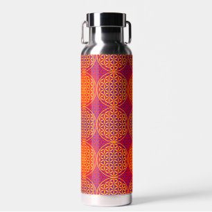 BLOEM VAN HET LEVEN - oranje roze patroon Waterfles