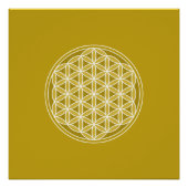 Bloem van het Leven Patroon - Gouden & Wit Poster (Voorkant)