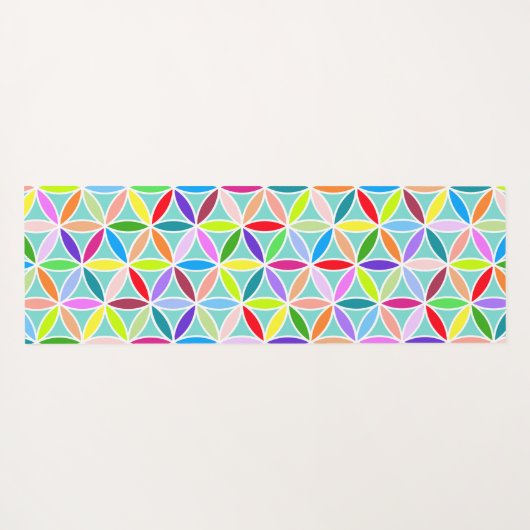 Bloem van het Leven Patroon - Veelkleurige Yogamat (Achterkant (horizontaal))