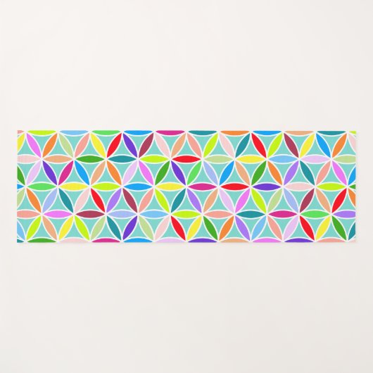 Bloem van het Leven Patroon - Veelkleurige Yogamat (Voorkant (horizontaal))