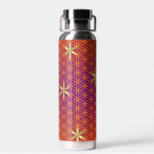 BLOEM VAN HET LEVEN - rood gouden patroon Waterfles (Achterkant)
