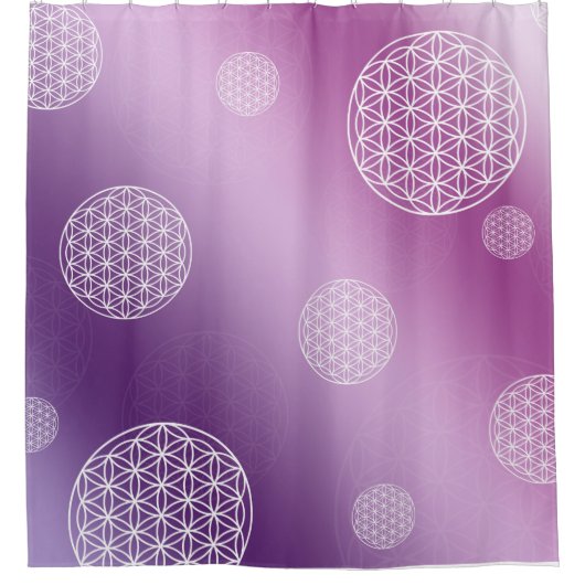 Bloem van het leven roze & paarse douchegordijn (Voorkant)