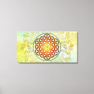 Bloem van het leven - sierplanten Mandala 1 Canvas Afdruk