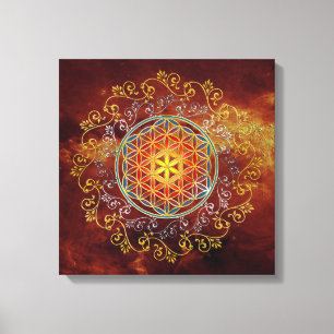 Bloem van het leven - sierplanten Mandala 1 Canvas Afdruk