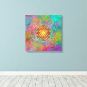 Bloem van het leven - sierplanten Mandala 1 Canvas Afdruk (Insitu (Houten vloer))