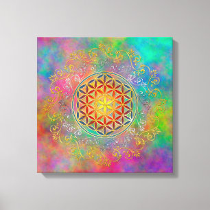 Bloem van het leven -  sierplanten Mandala 1 Canvas Afdruk