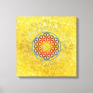 Bloem van het leven - sierplanten Mandala 1 Canvas Afdruk