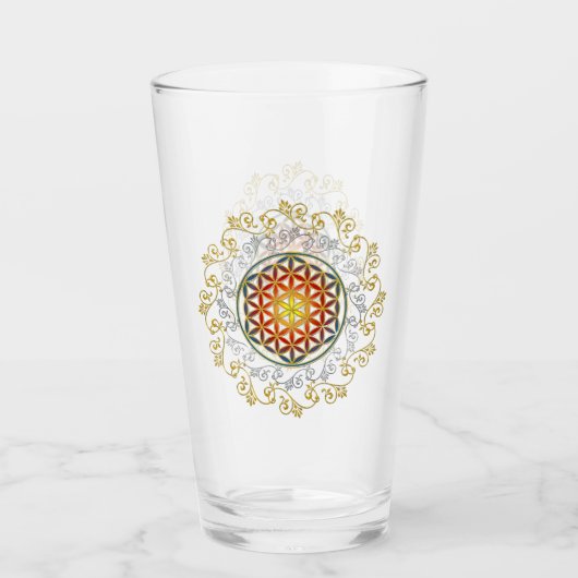 Bloem van het leven - sierplanten Mandala 1 Glas (Voorkant)