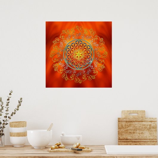 Bloem van het leven - sierplanten Mandala 1 Poster (Keuken)