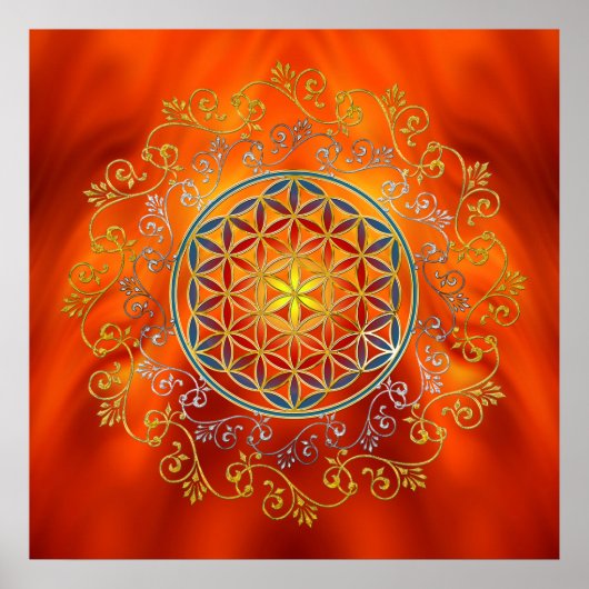 Bloem van het leven -  sierplanten Mandala 1 Poster (Voorkant)