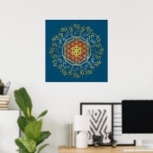 Bloem van het leven -  sierplanten Mandala 1 Poster (Thuiskantoor)