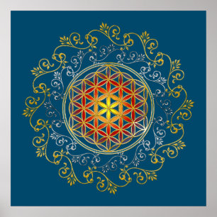 Bloem van het leven -  sierplanten Mandala 1 Poster