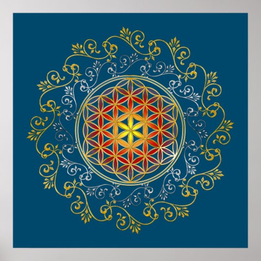 Bloem van het leven -  sierplanten Mandala 1 Poster (Voorkant)