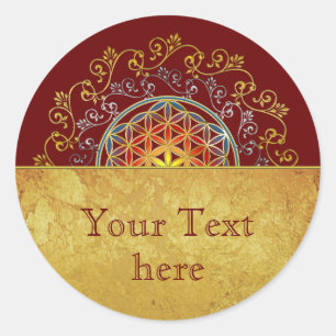 Bloem van het leven -  sierplanten Mandala 1 Ronde Sticker