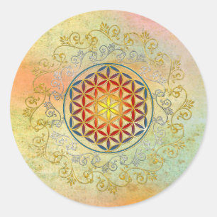 Bloem van het leven -  sierplanten Mandala 1 Ronde Sticker