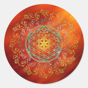Bloem van het leven -  sierplanten Mandala 1 Ronde Sticker