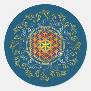 Bloem van het leven -  sierplanten Mandala 1 Ronde Sticker