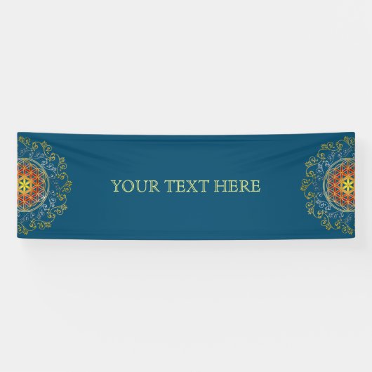 Bloem van het leven - sierplanten Mandala 1 Spandoek (Horizontaal)