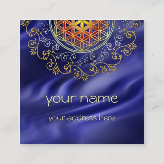 Bloem van het leven -  sierplanten Mandala 1 Vierkante Visitekaartje (Achterkant)
