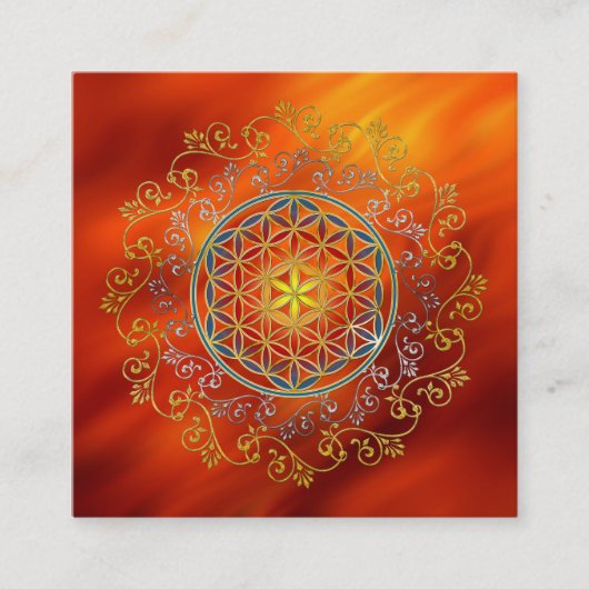 Bloem van het leven -  sierplanten Mandala 1 Vierkante Visitekaartje (Voorkant)