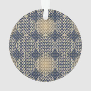 Bloem van het leven - stempelpatroon - blauwe zand ornament