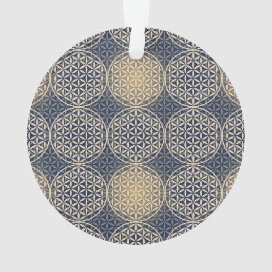 Bloem van het leven - stempelpatroon - blauwe zand ornament (achterkant)