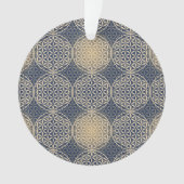 Bloem van het leven - stempelpatroon - blauwe zand ornament (voorkant)