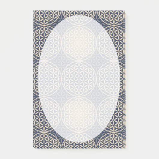 Bloem van het leven - stempelpatroon - blauwe zand post-it® notes (Voorkant)