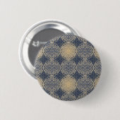 Bloem van het leven - stempelpatroon - blauwe zand ronde button 5,7 cm (Voorkant /achterkant)