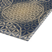 Bloem van het leven - stempelpatroon - blauwe zand snijplank (Hoek)