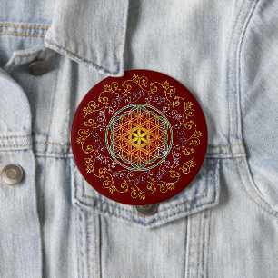 Bloem Van Het Leven - Vintage Ornamenten Mandala 1 Ronde Button 4,0 Cm