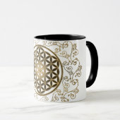 Bloem van het Leven - Vintage Ornamenten Mandala 2 Mok (Voorkant rechts)