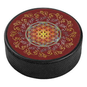 Bloem Van Het Leven - Vintage Sieraden Mandala 1 Hockey Puck