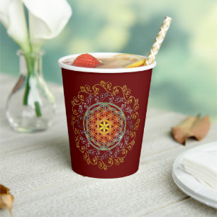 Bloem Van Het Leven - Vintage Sieraden Mandala 1 Papieren Bekers