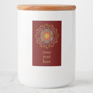 Bloem Van Het Leven - Vintage Sieraden Mandala 1 Voedselcontainer Etiket