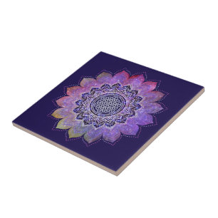 Bloem van het Leven - Vintage Stijl Galaxy Ruimte Tegeltje