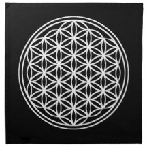 Bloem van het Leven Witte Kristal Grid Zwarte Doek