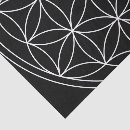 Bloem van het Leven Zwart & Wit Tissuepapier (Detail)