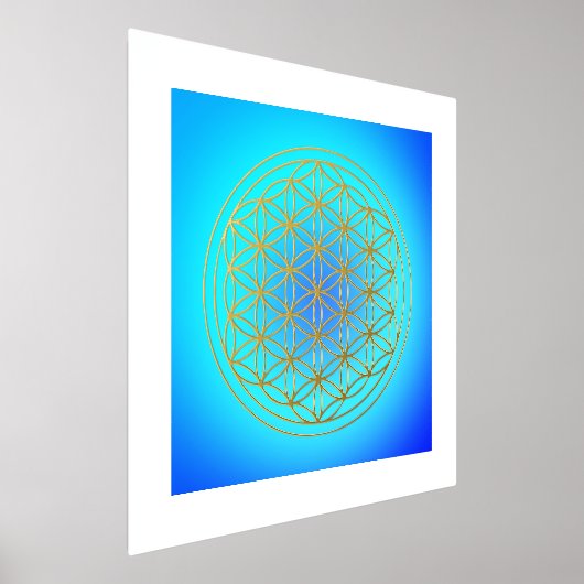 Bloem van het levensmodel Mandala Symbool Blue Gol Folie Afdrukken (Laagn)