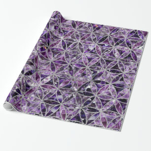 Bloem van het levenspatroon - Amethyst en Silver Cadeaupapier