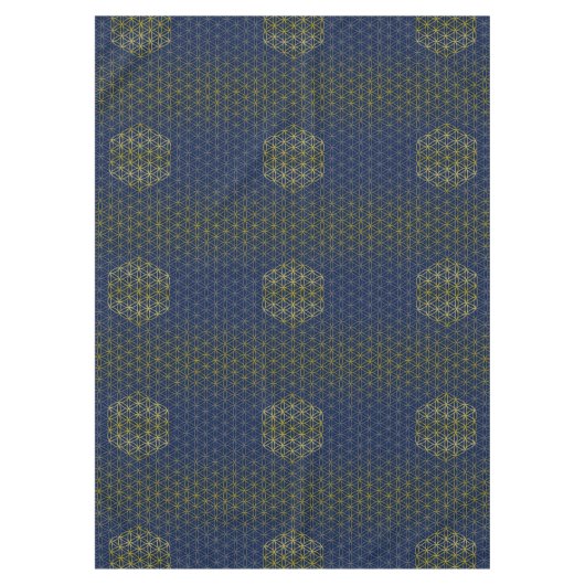 Bloem van het levenspatroon - roosterpatroon goudz tafelkleed (Voorkant)