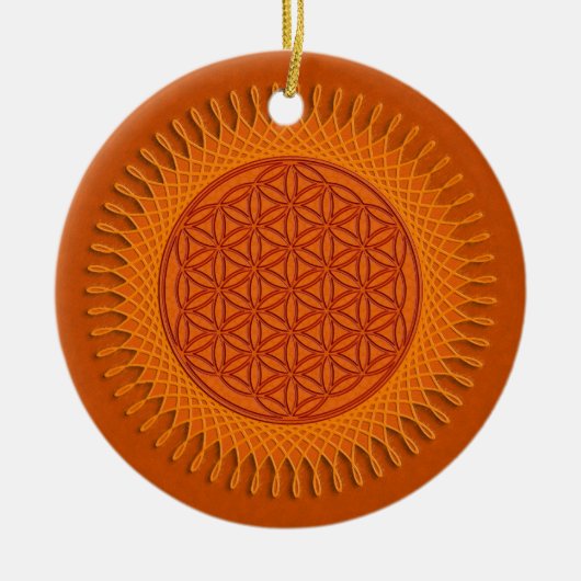 Bloem van het ontwerp van de levende zon keramisch ornament (Voorkant)
