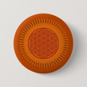 Bloem van het ontwerp van de levende zon ronde button 5,7 cm