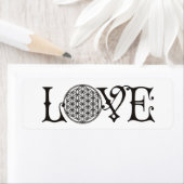 Bloem van het tattoo met een laag levensteken zwar etiket (Insitu)