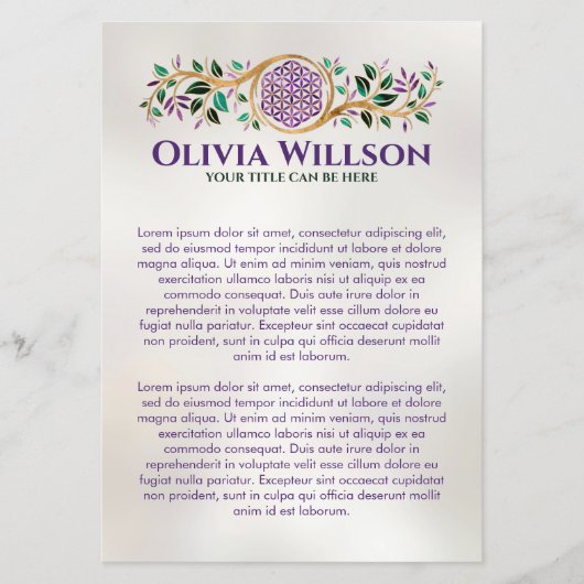 Bloem van leven - Amethyst Malachite en goud Flyer (Voorkant)