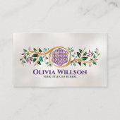 Bloem van leven - Amethyst Malachite en goud Visitekaartje (Voorkant)