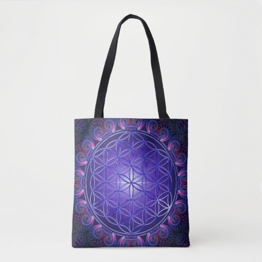 Bloem Van Leven - Fraktale Mandala Vierkant I Tote Bag (Voorkant)