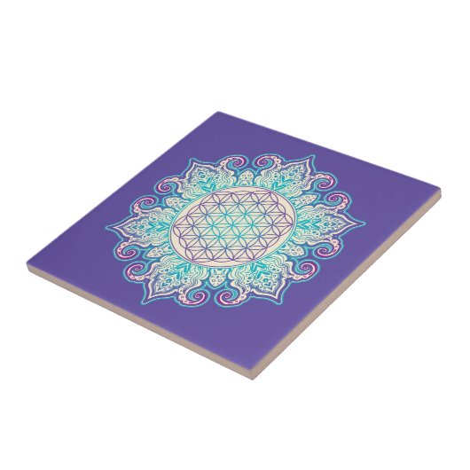 Bloem Van Leven - Indiase Mandala 2 Tegeltje (Zijkant)